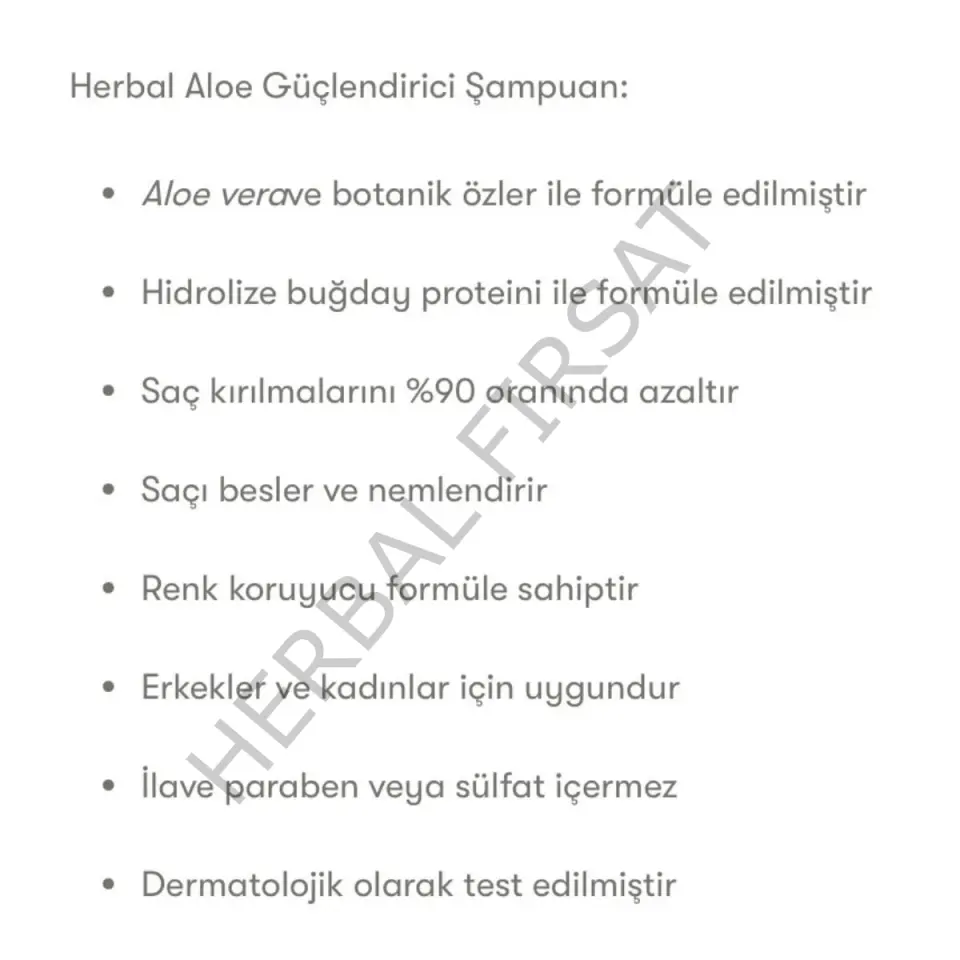 Herbal Aloe Güçlendirici Şampuan 250ml