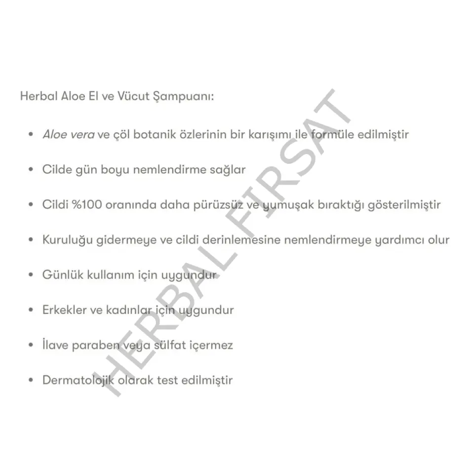 Herbal Aloe El ve Vücut Şampuanı 250ml