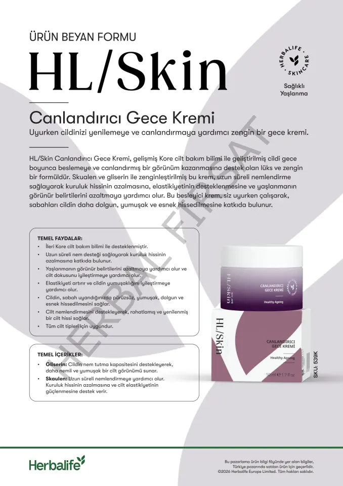 HL Skin Canlandırıcı Gece Kremi 50 ml